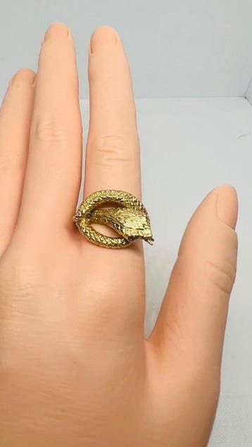 Statement ring - 9 kt. Geel goud Robijn, Handtassen en Accessoires