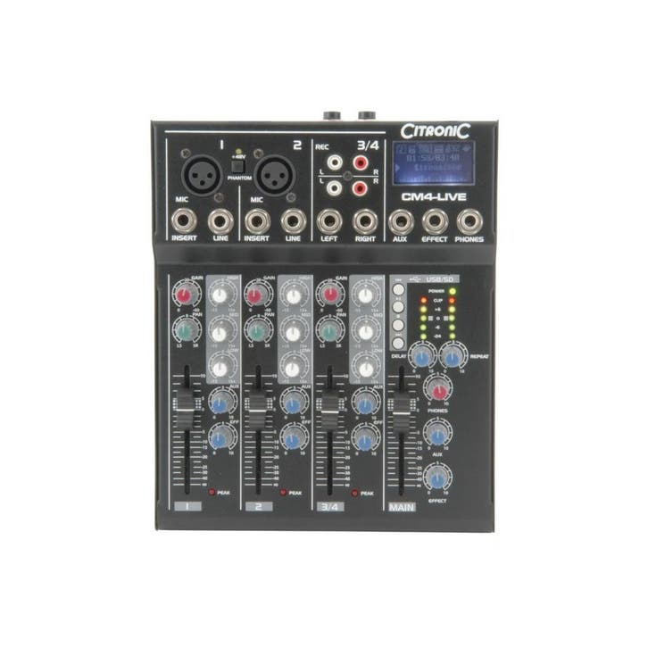 Citronic CM4-LIVE Compacte 4-kanaals Stage Mixer, Muziek en Instrumenten, Microfoons
