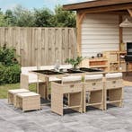 vidaXL 11-delige Tuinset met kussens poly rattan beige, Verzenden, Nieuw, Tuinset