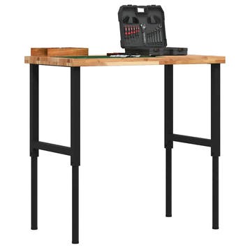 vidaXL Werkbank rechthoekig 100x60x(73-99,5) cm massief, Verzenden
