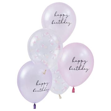 Happy Birthday Ballonnen Set Schelpen 30cm 5st, Verzenden, Nieuw
