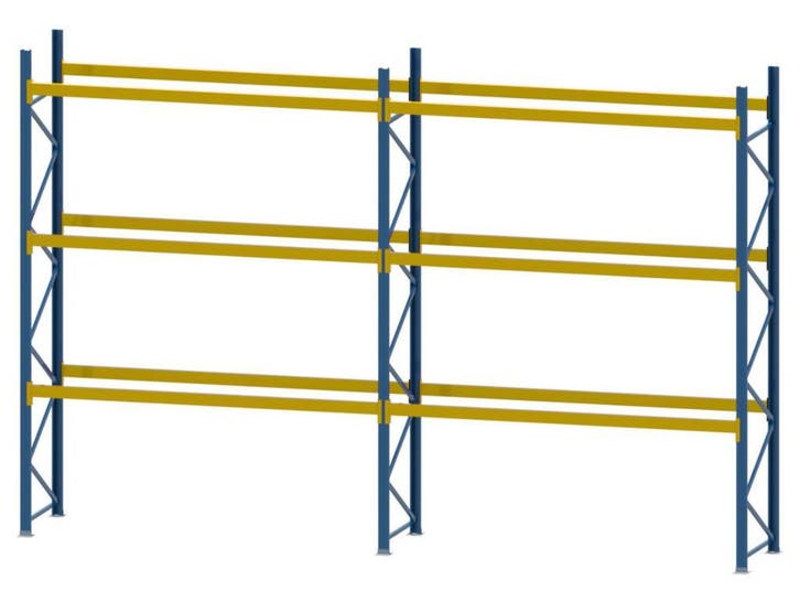 Palletstelling - 3 staanders 4500x1100 - Totale lengte: 6m90, Articles professionnels, Aménagement de Bureau & Magasin | Entrepôt, Rayonnage & Stockage