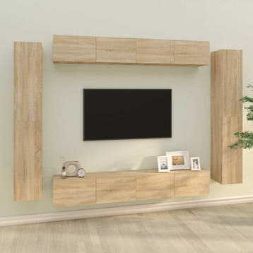 vidaXL 8-delige Tv-meubelset bewerkt hout sonoma, Verzenden, Nieuw