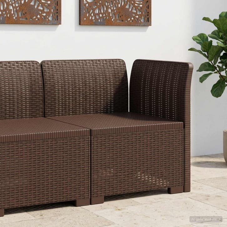vidaXL Eén-zits Tuin Sofa Rieten Look PP Bruin, Tuin en Terras, Tuinsets en Loungesets, Nieuw, Verzenden