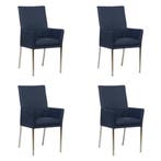 Set van 4 Leren eetkamerstoelen Royal - Toledo Kobalt, Ophalen of Verzenden