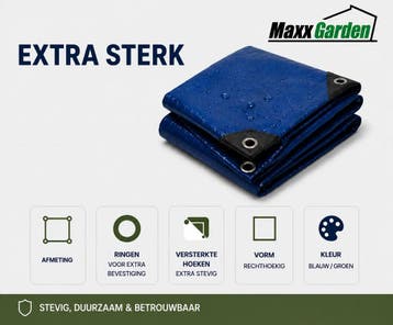 Dekzeil 2 x 4 m, 110 g/m² ultrasterk, 12 ringen, versterk.., Doe-het-zelf en Bouw, Zeil en Folie, Ophalen of Verzenden, Nieuw