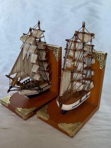 Maritieme objecten - Textiel, Hout, Brons, Boekensteun. De, Antiquités & Art, Curiosités & Brocante