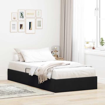 vidaXL Ottoman Bedframe met opslag Zwart 90 x 200 cm Fluweel, Verzenden