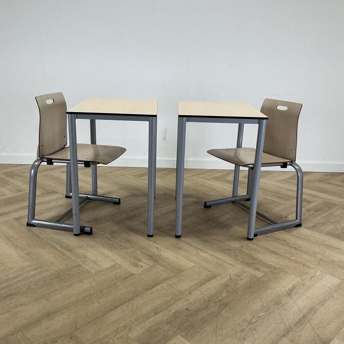 complete schoolset van 8 stoelen + 8 tafels, ahorn - grijs, Maison & Meubles, Chaises