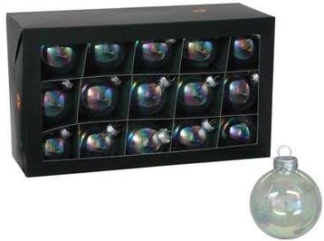 Kerstballen glas Clear Pearl 57 mm doos 30 stuks, Nieuw