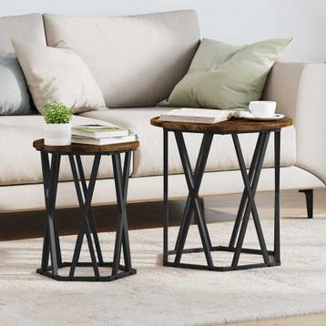 vidaXL Salontafel 2 st Rook Eiken 50 x 50 x 50 cm, Verzenden, Nieuw
