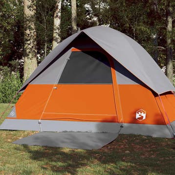 vidaXL Koepeltent 3-persoons waterdicht grijs en oranje, Verzenden