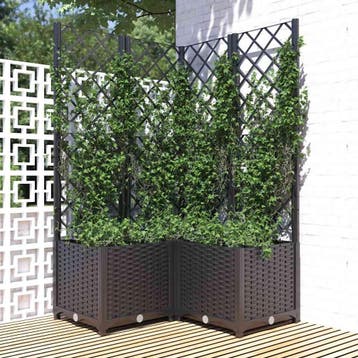 vidaXL Plantenbak met latwerk 80x80x136 cm polypropeen zwart, Tuin en Terras, Verzenden, Nieuw