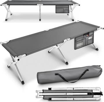 Veldbed - 1 Persoons - Kampeerbed - Stretcher - Grijs - TRES, Verzenden, Nieuw