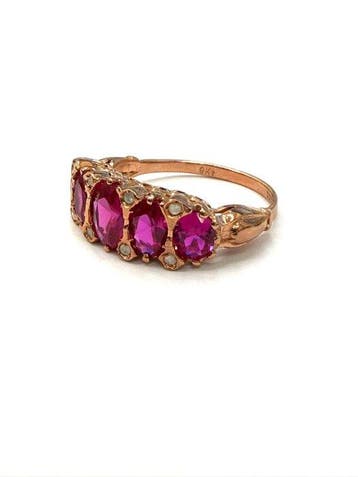 Zonder minimumprijs - Ring - 9 kt. Roségoud, Zilver Spinel -, Nieuw
