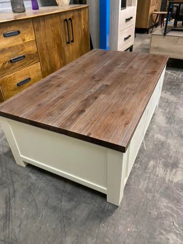 Salontafel landelijk wit + smoke brown (nieuw, outlet), Nieuw, Overige houtsoorten