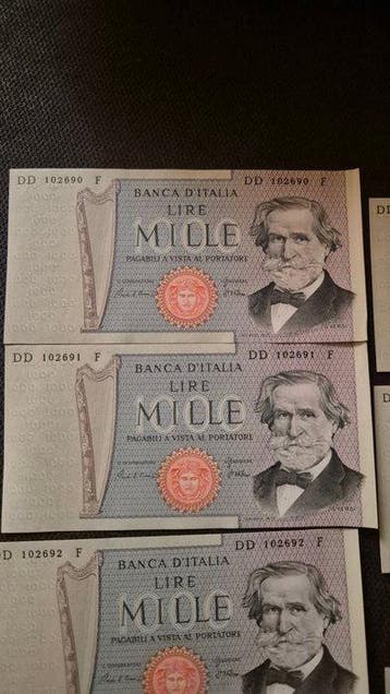 Italie. - 9 X 1.000 Lire 1969/1981 Verdi II tipo - Gigante