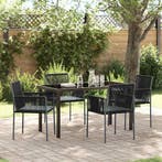 vidaXL Tuin Eettafel Set 5 pcs Zwart PE Riet, Tuin en Terras, Verzenden, Nieuw
