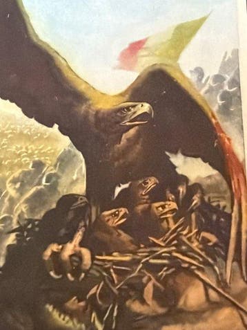 Italië - Propagandakaartje Boccasile militair RSI Italiaanse, Verzamelen, Gelopen