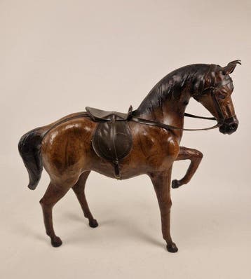 Sculpture, Leren Paard - 42 cm - Cuir - 1950