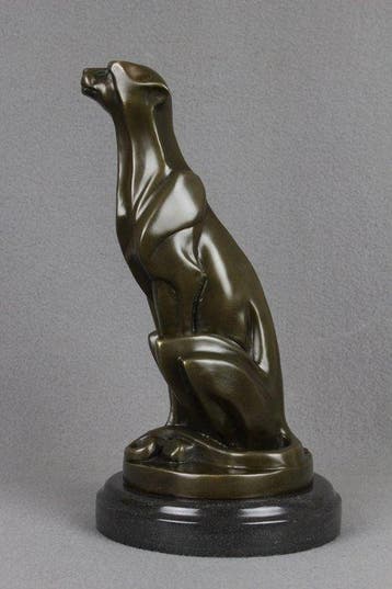 Sculpture, Sitting Cheetah - 3,8 kg - 30 cm - Bronze patiné, Antiek en Kunst