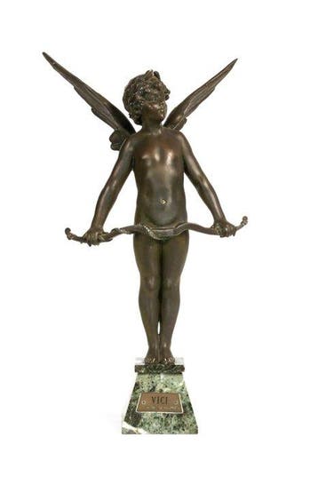 Auguste Moreau (1834-1917) - sculptuur, VICI Cupidon , Ange