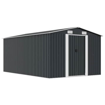 vidaXL Tuinschuur 257x392x181 cm metaal antracietkleurig, Tuin en Terras, Verzenden, Nieuw