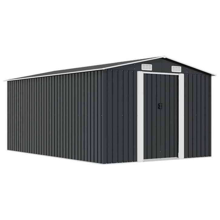 vidaXL Tuinschuur 257x392x181 cm metaal antracietkleurig, Tuin en Terras, Tuinhuizen, Nieuw, Verzenden