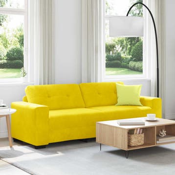 vidaXL 3-Zits Sofa Geel 220 cm Fluweel, Verzenden, Nieuw