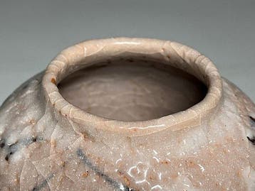 Vaas - Shino-ware Witte Pruimenbloesem Vaas door Shzan Kiln