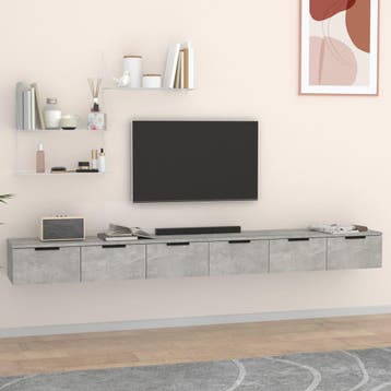 vidaXL Wandkasten 2 st 102x30x20 cm bewerkt hout betongrijs, Huis en Inrichting, Kasten | Wandmeubels, Verzenden, Nieuw