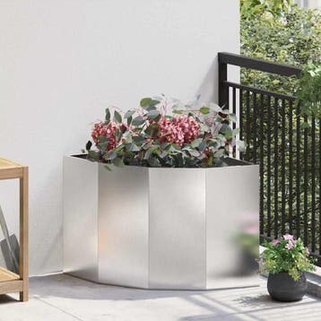 vidaXL Hoek Plantenbak zilver 60 x 60 x 50 cm Roestvrij, Tuin en Terras, Bloempotten, Verzenden, Nieuw
