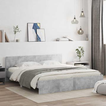 vidaXL Bedframe met hoofdeinde betongrijs 160x200 cm, Huis en Inrichting, Verzenden, Nieuw