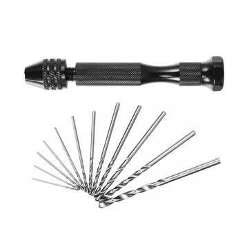 Stevige handboor met 10 boortjes (zwart, 0.8 - 3.0 mm), Verzenden, Nieuw
