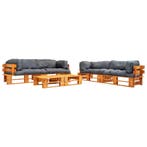 vidaXL 6-delige Loungeset pallet met grijze kussens hout, Verzenden, Nieuw, Loungeset
