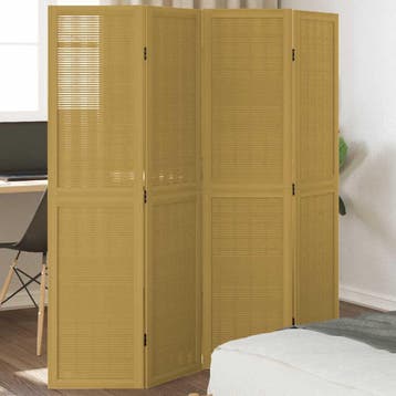 vidaXL Kamerscherm met 4 panelen massief paulowniahout bruin, Verzenden, Nieuw