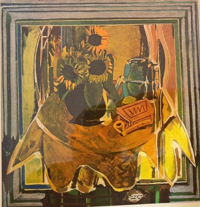 Georges Braque (1882-1963) - La guitare + tournesols (2, Antiek en Kunst, Antiek | Overige Antiek