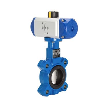 DN100 (4 inch) Lug Pneumatische Vlinderklep GGG40-RVS-NBR, Doe-het-zelf en Bouw, Verzenden, Nieuw