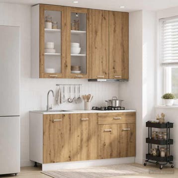 vidaXL Keukenblok LYON 4 st Artisanaal eiken Bewerkt hout, Verzenden, Nieuw