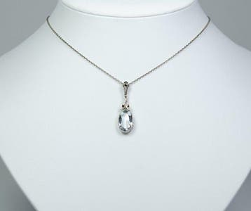 - min. 800 zilver - natuurlijke aquamarijn - diamant -