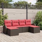 vidaXL Tuinbank Set met kussen 6 pcs Bruin Poly Riet, Tuin en Terras, Verzenden, Nieuw