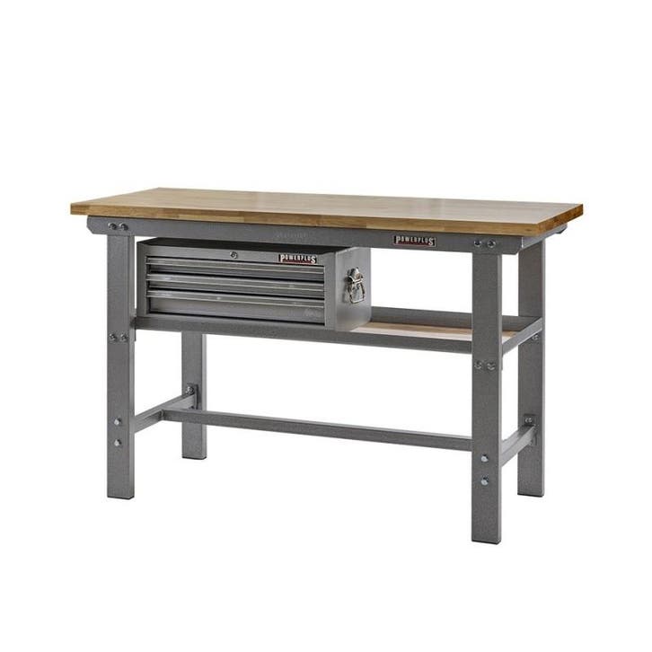 Werkbank grijs 150 cm met hardhouten blad en, Bricolage & Construction, Établis, Enlèvement ou Envoi