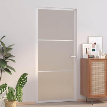 vidaXL Binnendeur 93x201,5 cm matglas en aluminium wit, Doe-het-zelf en Bouw, Verzenden, Nieuw