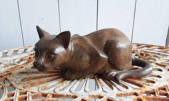 P. Chenet Foundry - Figuur - Grote Kat - 23 cm - 2,6 kg -, Antiek en Kunst, Curiosa en Brocante