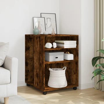 vidaXL Bijzettafel met wieltjes 55x60x78 cm hout gerookt, Verzenden, Nieuw