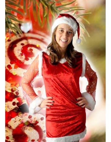 Kerst dame verkleed jurk velvet glitter, Ophalen of Verzenden, Nieuw