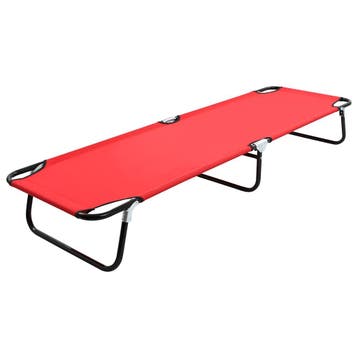 vidaXL Ligbed inklapbaar staal rood, Verzenden