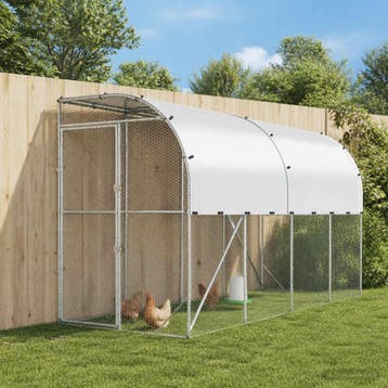 vidaXL Kippenhok Tegen de Muur zilver 600 x 150 x 215 cm, Verzenden, Nieuw