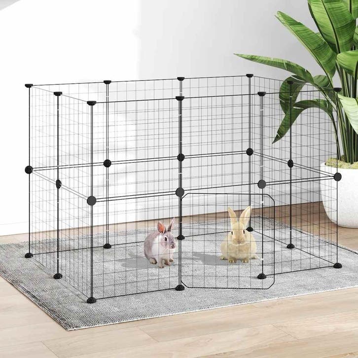 vidaXL Huisdierenkooi met deur 20 panelen 35x35 cm staal, Dieren en Toebehoren, Knaagdieren en Konijnen | Hokken en Kooien, Nieuw