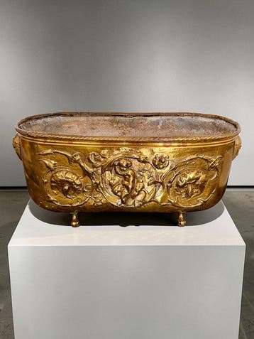 Jardinière - Messing - Grote messing jardinière met cherub